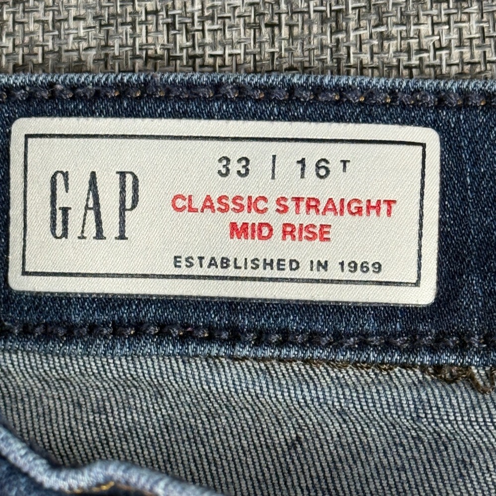 Womens Gap Classic Straight Jeans | 33 Waist - Size 16 | Tall Dark Wash Mid Rise - Picture 5 of 13
